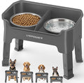 URPOWER Mess Proof Elevated Dog Bowls, High Wall Splash Guard Design, 4 Height Adjustable Raised Bowl Stand, 2 Stainless Steel Bowls, Non-Slip Food Water Set for Small Medium Large Dogs