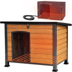Aivituvin Heated Outdoor Dog House with Insulated Liner & Heating Pad Waterproof Dog Kennel for Winter Cat House for Small & Medium & Large Dogs,Cats,Unique All-Around Iron Frame