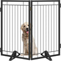 Metal Free Standing Dog Gate with Cat Door for Indoor/Outdoor,40" Extra Wide Foldable Pet Gate,36" Tall Puppy Fence for Large Openings Stairs,Deck,Yard,Doorways(2 Panels,Black)