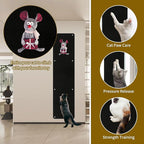 FHTONGE 71x15.8 Thickened Cat Wall Climbing Carpet with 16 Fixed Nails, Extra Large Tall Cat Scratch Pad for Wall, Wall Mounted Climbing Cat Scratcher for Furniture Couch Sofa Protector(Pure Black)