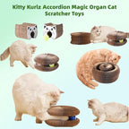 Magic Organ Cat Scratcher Cardboard Bed with Ball - Interactive Adventure Lounge & Scratch Pad for Indoor Cats, Mental Enrichment Toy for Clawing Exercise and Furniture Protection, 1-Pack