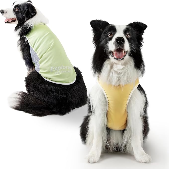 Dog Shirt, Cooling Vest Lightweight Breathable, Dog T-Shirts All-Season Sun Protection Quick Dry Soft Stretchy Reflective Tank Top - Small Medium Large Dogs (Melon Green+Soft Yellow, X-Large)