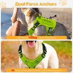 Heavy-Duty Tactical Dog Harness for Large Dogs, No Pull Adjustable Reflective Pet Vest with Molle System, K9 Military-Grade Control for Service Training, Outdoor & 10+ Breeds, Wild Lime, Large