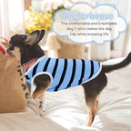 Pet Dog Striped T-Shirt Dogs Cats Cotton Vest Spring Summer Pet Apparel Tee Shirt Suitable for Small and Medium Large Pets French Bulldog Bichon