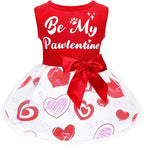 Dog Valentines Day Clothes Be My Pawlentine Dog Valentines Outfit Red Tulle Pet Dress with Bowknot for Small Medium Large Dogs Cat Girl