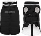 Mklhgty Small Dog Coat with Harness Built-in, Waterproof Reflective Fleece Lined - Warm Windproof Winter Jacket with Back Zipper, Cold Weather Snow Dog Coats - Black - XS