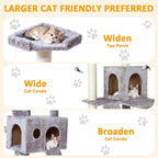 Extra Large Platform Cat Tree 69in Sturdy Cat Scratching Tree for Indoor Cats Large Adult Big Cat Perch Tower with 3 Padded Perches 5 Scratching Posts Cat Condo Hammock Gray