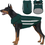 IECOii Dog Jacket for Broad & Deep-Chested Breeds- Reflective Winter Warm Coats Waterproof Vest Jacket Adjustable Cold Weather Coats, Snow & Rain Vests for Large Pets, Doberman, Green, Sizes 2XL