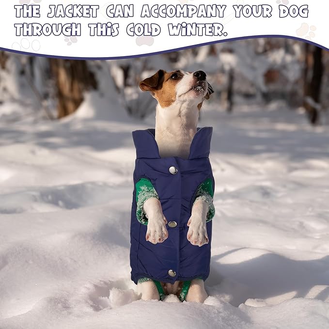 Syhood 2 Pieces Dog Jacket 2 Layers Fleece Lined Dog Jacket Warm Soft Windproof Small Pet Coat for Winter Cold Weather(M, Navy,Pink)
