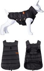 SPACE LION Dog Puffer Jacket, Down Winter Coat, Durable Outdoor Coat for Cold and Windy Conditions, Lightweight & Adjustable Fit Coats for Large Dogs, (Onyx Black, Size22/XL+)