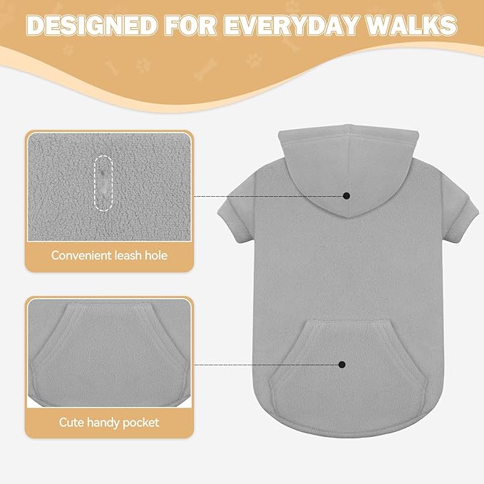 Dog Sweaters for Large Dogs,Extra-Large Dog Hoodie,Warm Fleece Sweatshirt with Hood & Pocket,Leash Hole,Cozy Cold Weather Pet Clothes Sweater Hoodie for Large Dogs(Grey,XXL)