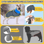 SlowTon Dog Winter Coat, Windproof 3 Layers Thick Warm Fleece Lining Dog Jacket for Cold Weather, Reflective Dogs Apparel with Leash Opening for Medium Large Dogs(Blue,3XL)