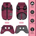 Warm Dog Winter Coat, Dog Cold Weather Jacket with Built-in Harness, Reflective & Adjustable Comfortable Pet Vest, Windproof Apparel for Small Medium Large Dogs (Purple)