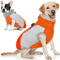 AOFITEE Dog Coat, Dog Winter Jacket, Reflective Dogs Jacket with Harness Built in and Fleece Lined, Waterproof Pet Winter Jacket Puffer Jacket for Small Medium Large Dogs, Orange XL