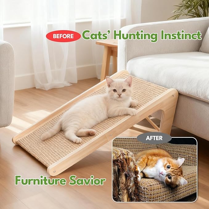 Eonflux Cat Scratcher, 27 Inch L Shaped Cat Scratching Board for Indoor Cats, Wall Mounted Furniture Protector Tall Scratch Pad, Large