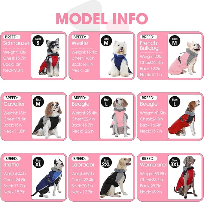 Nanaki Small Dog Coat for Winter Waterproof, Warm Fleece Lining Furry Collar Dog Jacket with Leash Hole, Reflective Adjustable Cold Weather Puppy Pet Snow Jacket Vest Outdoor Walking Hunting, Pink M
