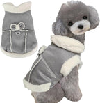 Jecikelon Bowtie Dog Cold Weather Coat Fleece Lining Warm Pet Puppy Turtleneck Dogs Winter Clothes for Small Dogs with D-Ring (Gray, Small)
