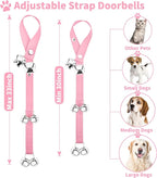 2 Pack Dog Doorbells, Pet Training Bells for Go Outside Potty Training and Communication Device Large Loud Dog Bell Cat Puppy Interactive Toys Adjustable Strap Door Bell (Pink)