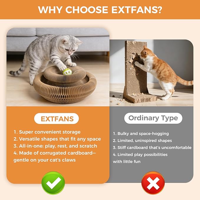 2-Pack Magic Organ Cat Scratcher, Cardboard Cat Toy with Interactive Ball Track, Foldable Cat Toy Cardboard Ring for Indoor Multi-Cat Homes, Kitten Fun Intelligence Exercise & Furniture Protection