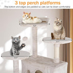 Cat Tree 70 Inches Cat Tower for Indoor Cats Multi-Level Cat Condo with Litter Box Enclosure,Scratching Posts for Indoor Cats (Beige)
