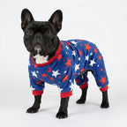 Fitwarm 4th of July Dog Pajamas, Patriotic Stars Dog Clothes for Small Dogs Boy Girl, Dog Onesie with Feet, Pet Outfit, Red, Blue, White, XXL