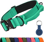 Joytale Tactical Dog Collar for X-Large Dogs with Control Handle, Heavy Duty Military Training Collar for Power Breeds, AirTag Holder Case, Quick Release Metal Buckle, Soft Padded, XL, Teal