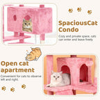 BestOffice 70 Inch Cat Tree, Multi-Level Cat Tower with Condo, Perches, Sisal Scratching Posts, Climbing Ladder,Indoor Activity Center Play House for Kittens & Adult Cats,Pink
