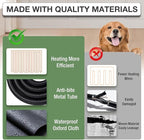 33.3’’ Heated Outdoor Dog House Weatherproof Insulated Dog Kennel with Metal Frame, Dog Shelter with Heating Pad, 6-Sided Insulated Liner and PVC Door Curtain for Winter (Brown)