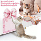 JarThenaAMCS 2Pcs Valentine's Day Cat Scratch Mats Pink Bowknot Couch Furniture Protector Bow Self-Adhesive Wall Mounted Cat Scratcher for Carpet Corner Pet Grinding Claws, 19.7 x 28.7 in