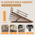 Dog Ramp for Bed, 5 Level Adjustable Dog Ramp for High Beds, Upgrade Rubber Mat High Traction Ramp with Safety Rails, Folding Pet Ramp for Bed, Couch,SUV, Natural Wood Pet Ramp for Small & Old Dogs