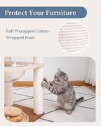 Modern Cat Tree for Large Cats, Modern Cat Tree Tower with Wide Shelves Cotton Scratching Posts, Super Sturdy Base, Cozy Perches, and Interactive Toys for Indoor Kittens 31-Inch