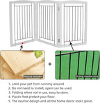 ZJSF Freestanding Foldable Dog Gate for House Extra Wide Wooden White Puppy Gate Stairs Dog Gates Doorways Tall Pet Gate 3 Panels Pet Fence
