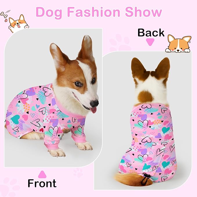 Glittme 2PACK Dog Pajamas Soft Dogs Clothes for Small Medium Dogs Elastic Cats Apparel Breathable Dog Pjs for Puppy
