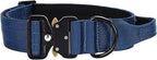 Heavy Duty Tactical Dog Collar – Adjustable Nylon with Metal Buckle, Durable & Comfortable for Medium to Large Dogs (German Shepherd, Labrador, Rottweiler), Blue, Large, for Training & Outdoor Use.