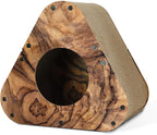 Cat Scratcher House, Cozy Cardboard Design, Safe and Secure for Kittens, Eco-Friendly, Wood Grain (Triangles)