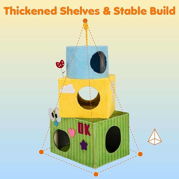 Happy & Polly Cat Tree for Cats, 49.2 Inches, All Breed Sizes, Climbing, Indoor, Wood and Sisal, Floor Mount, Modern