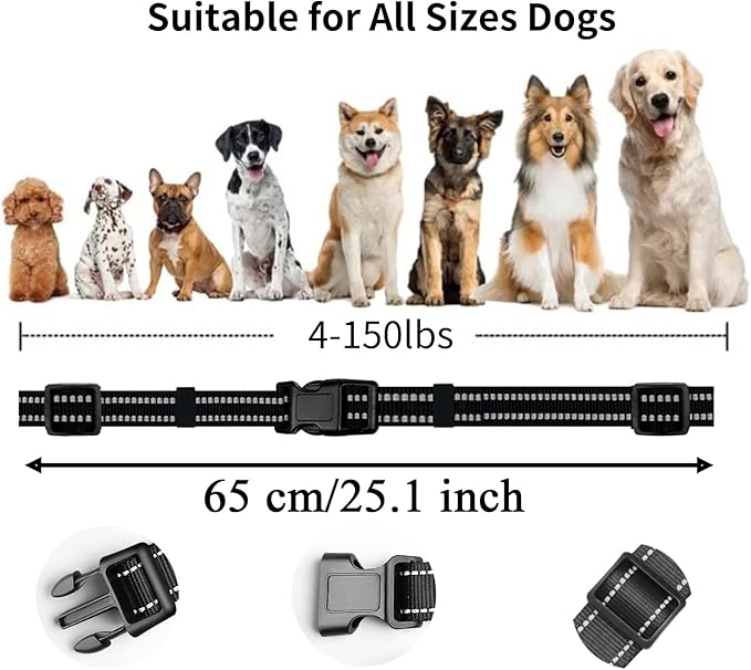 Dog Collar Replacement Strap for Shock Bark Training Collar Safe Replacement Strap Reflective Adjustable Nylon E Collar Replacement Strap