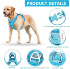 PoyPet No Pull Dog Harness, No Choke Reflective Dog Vest, Adjustable Pet Harnesses with Easy Control Padded Handle for Small Medium Large Dogs(Blue,M)