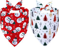 Christmas Dog Bandanas 2-Pack for Large to X-Large Dogs - Reversible Santa & Reindeer Prints Scarf, Gift for Dog Lovers