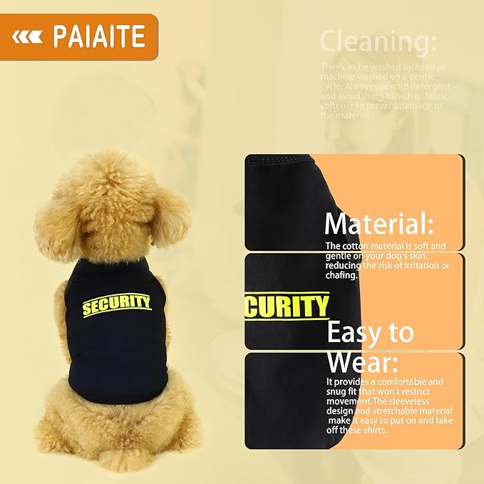 Discover Cozy Cotton Canine Wear: Soft, Lightweight, and Breathable Dog Shirt Vest with Eye-Catching Graphics(Security), Keeping Your Furry Friend Warm and Comfy! Black 3XL