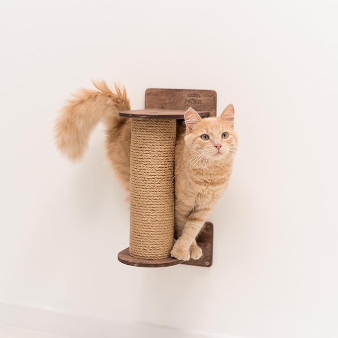 Cat Tower with Scratching Post for Large Cats - Wooden Wall Cat Tree Tower Small Scratching Post for Cats - Wood Cat Furniture Indoor Cats Rustic Cat Decor Cat Lover Gift