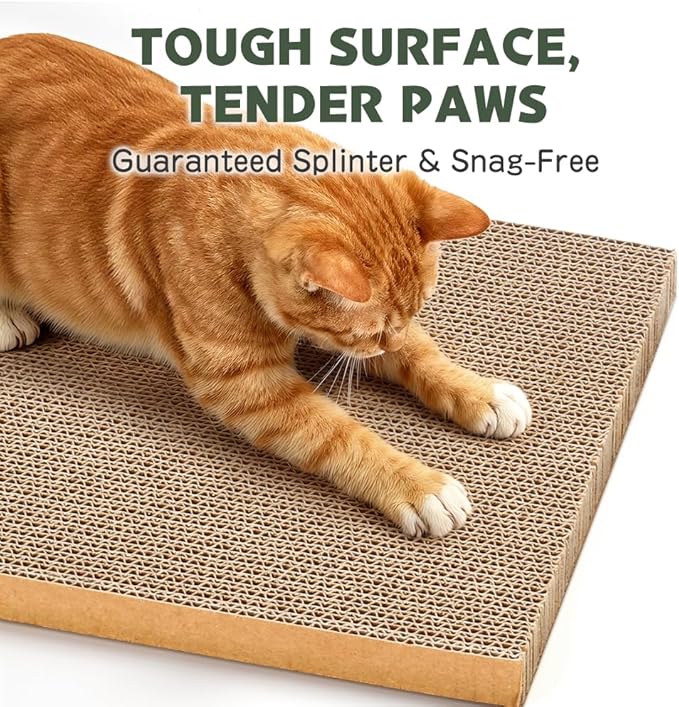 6 Pack Cat Scratch Pad with Box, Cardboard Cat Scratcher for Indoor Cats, Reversible Scratching Board with Lounge Bed for Small Medium Cats & Kittens