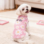 BEAUTYZOO Dog Fleece Vest Sweater Winter Jacket for Small and Medium Dogs with D-Ring Leash Cold Weather Coat Hoodie for XS S M Dogs Boy or Girls,Pink Daisy XL