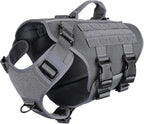 ICEFANG GN3 Tactical Dog Harness with 6X Buckle,Dog Molle Vest with Handle,3/4 Body Coverage,Hook and Loop Panel for ID Patch,No Pulling Front Clip (XL (32"-39" Girth), Wolf Gray)