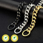 Dog Chain Collar 18K Gold High Polished Stainless Steel Cuban Link Strong Heavy Duty Chew Proof Walking Training Chain Leash Collar for Small Dogs(19mm, 18")