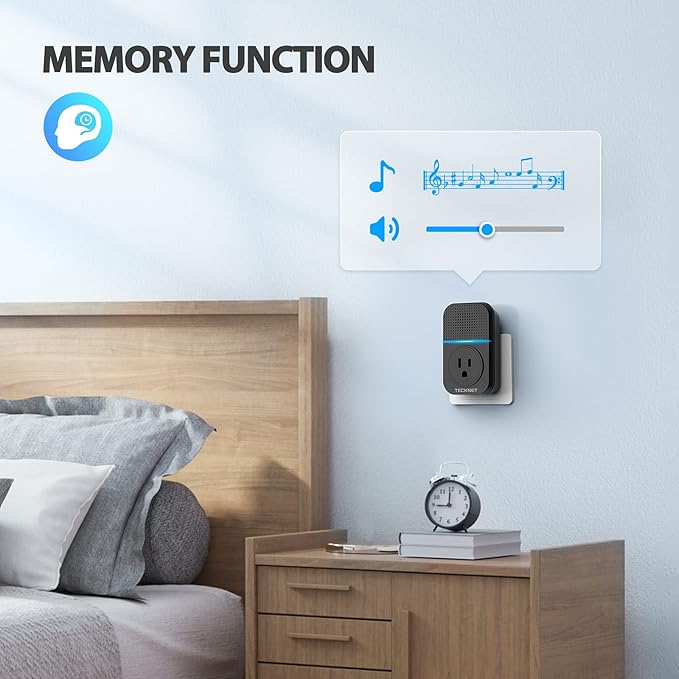 TECKNET Wireless Doorbell, Plug-through Door Bell, IP66 Waterproof Doorbells, 1300ft Cordless Rang Door Bell Ringer Wireless, 60 Ringtones & 5 Level Volume, 0-110 dB Doorbell Chime for Home/Classroom