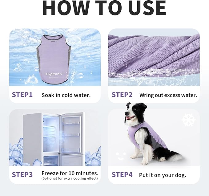 Dog Shirt, Cooling Vest Lightweight Breathable, Dog T-Shirts All-Season UV Protection Pet Clothes Quick Dry Soft Stretchy Pet Shirt Vest For Small Medium Large Dogs (Lilac Ether 1PC, X-Large)