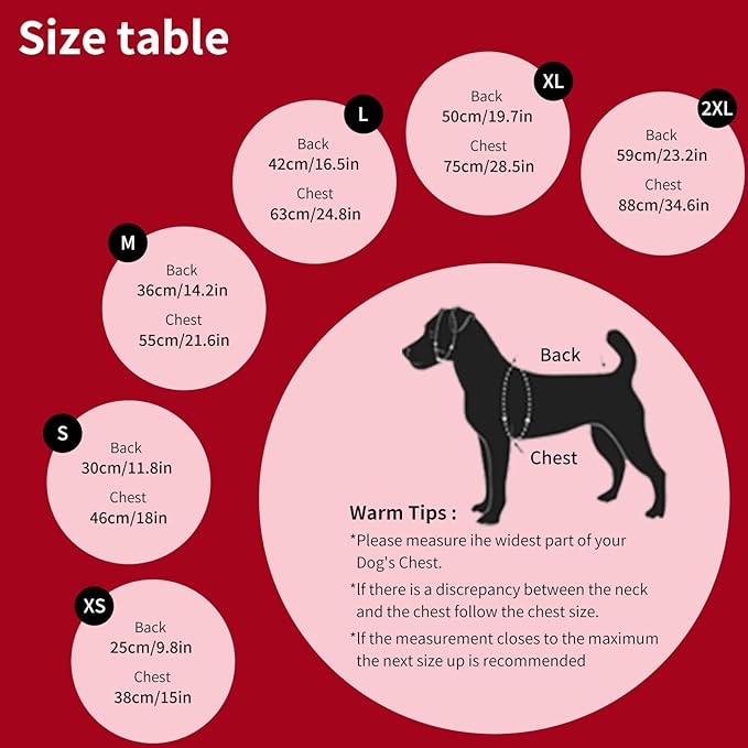 Warm Dog Winter Coat, Fashion Sports Dog Cold Weather Jacket with Built-in Harness, Reflective & Adjustable Comfortable Pet Vest, Windproof Apparel for Small Medium Large Dogs (Red)