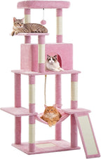 Cat Craft Cat Tree 63 Inch Cat Tower for Indoor Cats, Multi-Level Cat Tree for Large Cats 20 lbs+ Heavy Duty Cat Tower with Sisal Scratching Posts, Hammock, Condo and Extended Platform, Pink