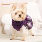 Dog Sweater Dog Winter Clothes for Small Dogs Boy Girl Fall Puppy Dress Warm Fleece Chihuahua Yorkie Teacup Doggy Sweaters Dresses Doggie Sweater for Small Dogs Girl Cat Sweaters, M, Plaid Purple
